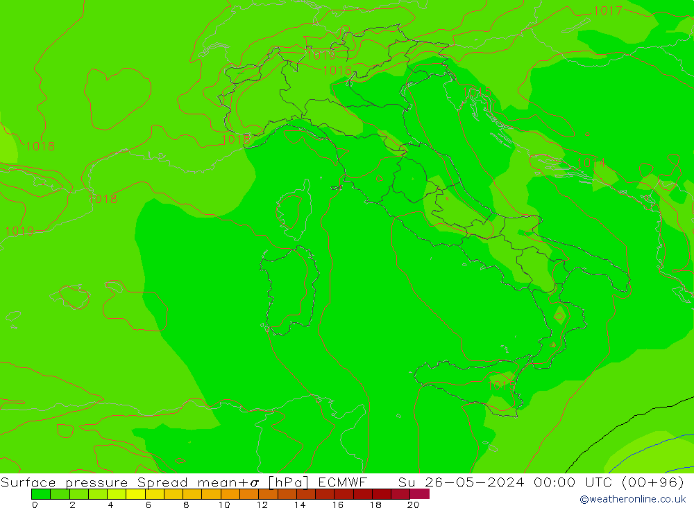 ciśnienie Spread ECMWF nie. 26.05.2024 00 UTC