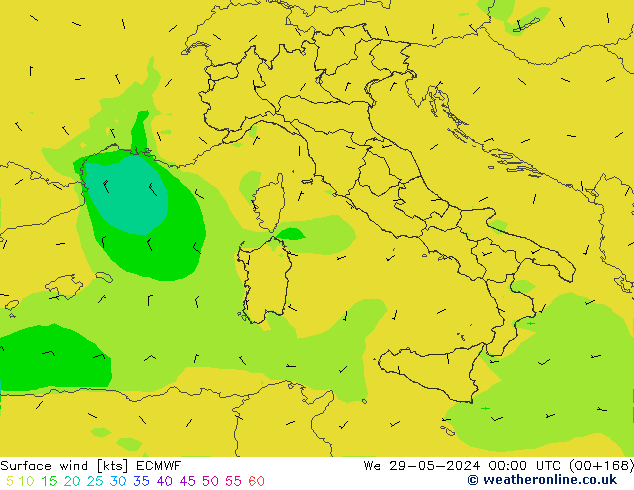 Bodenwind ECMWF Mi 29.05.2024 00 UTC