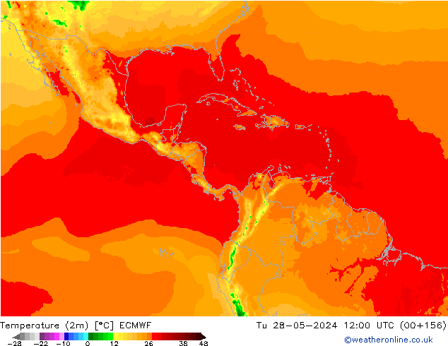 Temperature (2m) ECMWF Út 28.05.2024 12 UTC