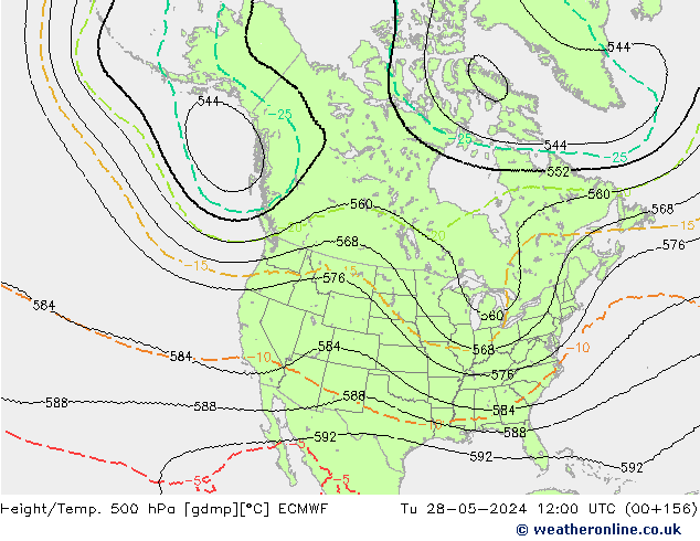 Height/Temp. 500 hPa ECMWF Tu 28.05.2024 12 UTC