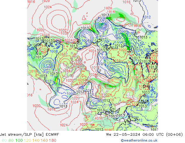 джет/приземное давление ECMWF ср 22.05.2024 06 UTC