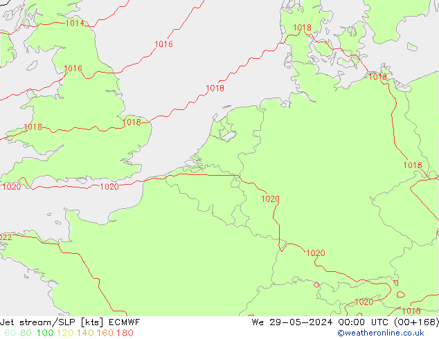 Jet stream/SLP ECMWF We 29.05.2024 00 UTC