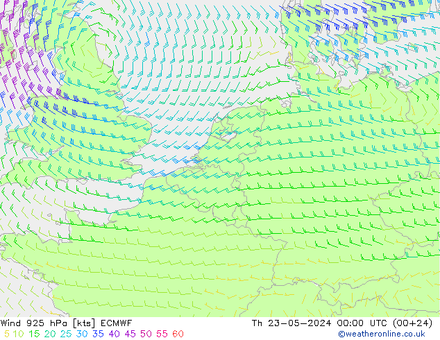 风 925 hPa ECMWF 星期四 23.05.2024 00 UTC