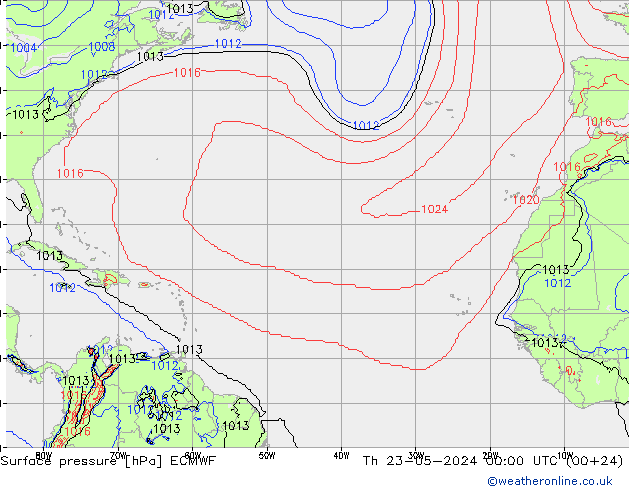 Surface pressure ECMWF Th 23.05.2024 00 UTC