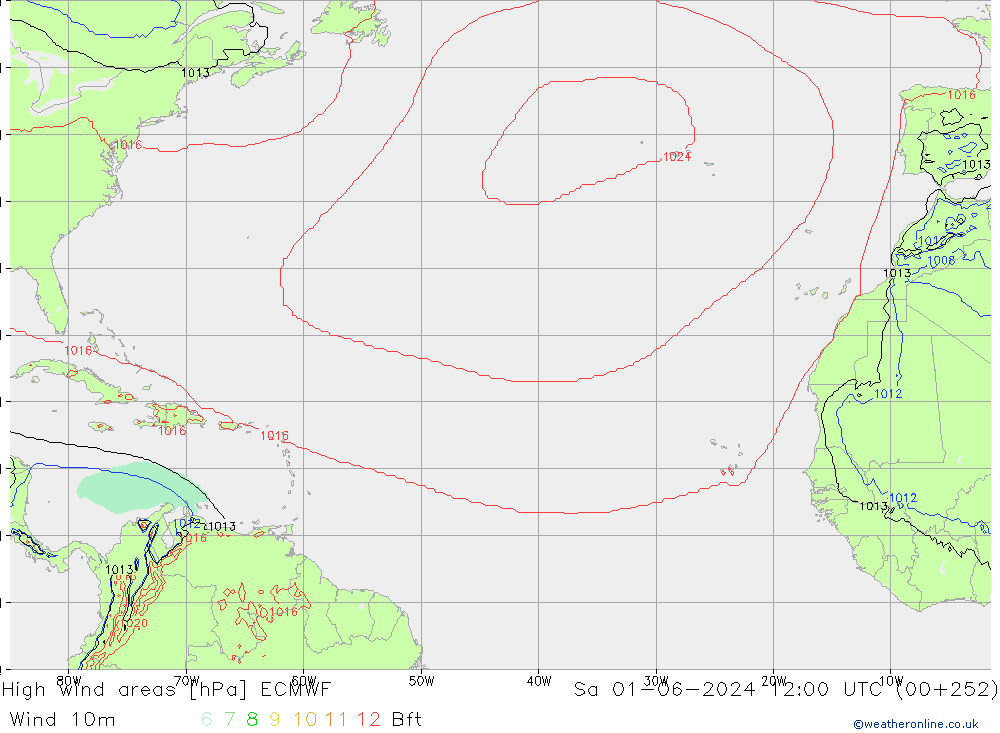 High wind areas ECMWF  01.06.2024 12 UTC