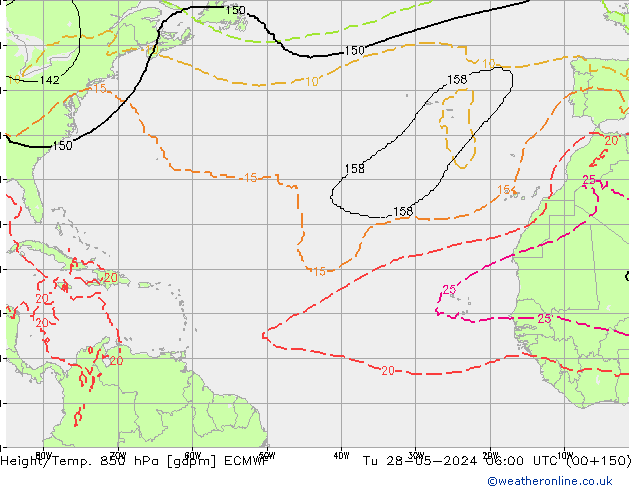Height/Temp. 850 гПа ECMWF вт 28.05.2024 06 UTC