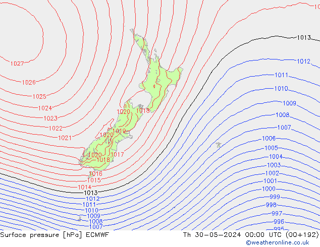 Atmosférický tlak ECMWF Čt 30.05.2024 00 UTC