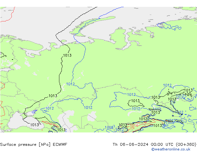 pressão do solo ECMWF Qui 06.06.2024 00 UTC