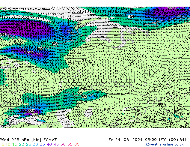 Wind 925 hPa ECMWF Fr 24.05.2024 06 UTC