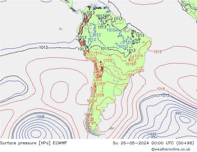 Surface pressure ECMWF Su 26.05.2024 00 UTC