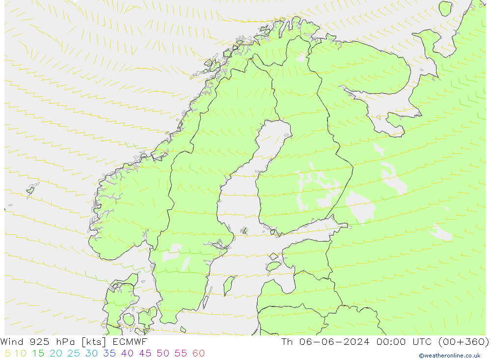 Wind 925 hPa ECMWF Do 06.06.2024 00 UTC