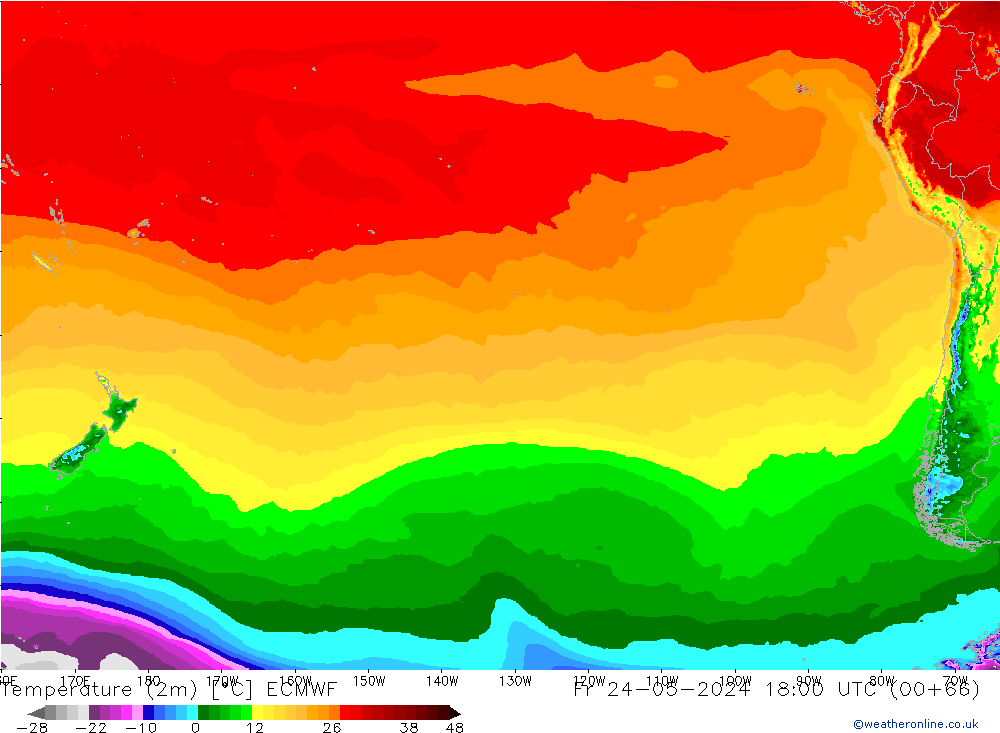карта температуры ECMWF пт 24.05.2024 18 UTC