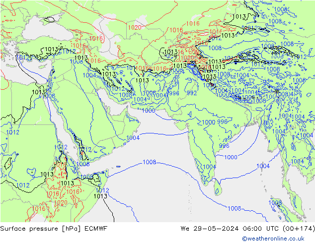 pressão do solo ECMWF Qua 29.05.2024 06 UTC