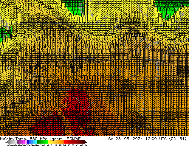 Height/Temp. 850 hPa ECMWF Sa 25.05.2024 12 UTC