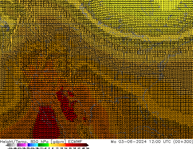Yükseklik/Sıc. 850 hPa ECMWF Pzt 03.06.2024 12 UTC