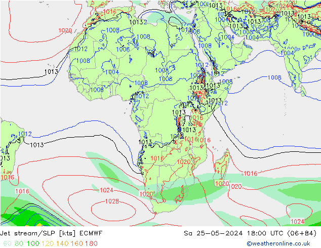 Polarjet/Bodendruck ECMWF Sa 25.05.2024 18 UTC