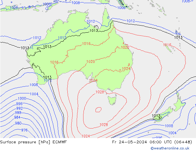 Surface pressure ECMWF Fr 24.05.2024 06 UTC