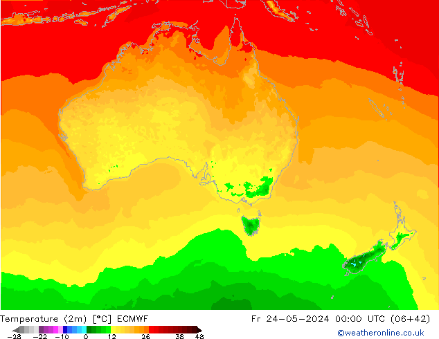 température (2m) ECMWF ven 24.05.2024 00 UTC