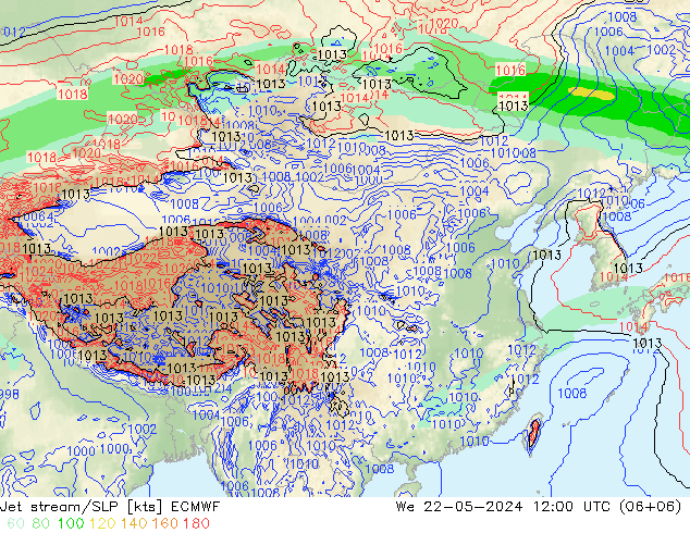 高速氣流/地面气压 ECMWF 星期三 22.05.2024 12 UTC