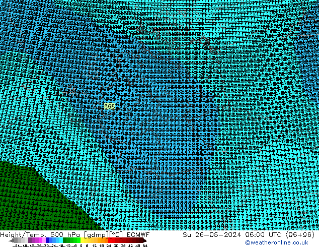 Height/Temp. 500 hPa ECMWF Su 26.05.2024 06 UTC