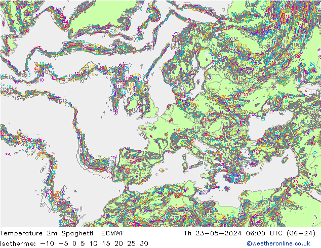 Temperaturkarte Spaghetti ECMWF Do 23.05.2024 06 UTC