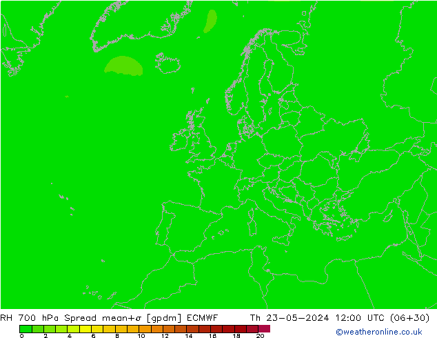 RH 700 hPa Spread ECMWF Th 23.05.2024 12 UTC