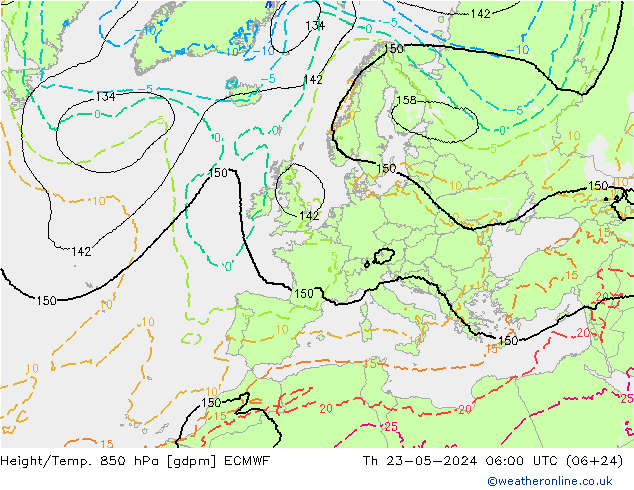 Height/Temp. 850 hPa ECMWF Qui 23.05.2024 06 UTC