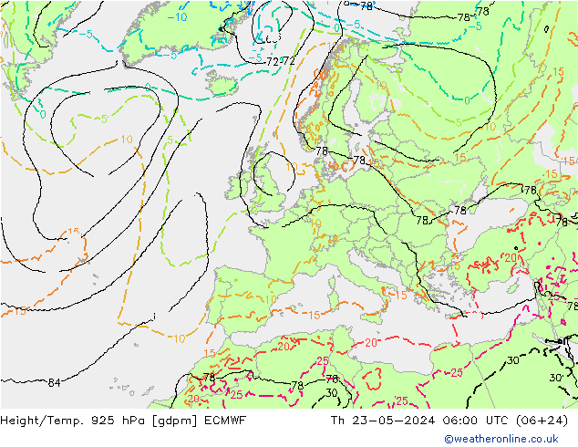 Height/Temp. 925 гПа ECMWF чт 23.05.2024 06 UTC