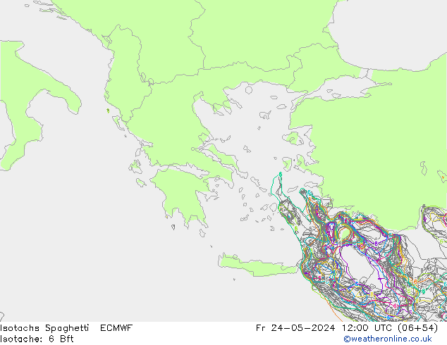 Isotachs Spaghetti ECMWF ven 24.05.2024 12 UTC