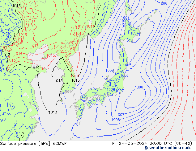 Atmosférický tlak ECMWF Pá 24.05.2024 00 UTC