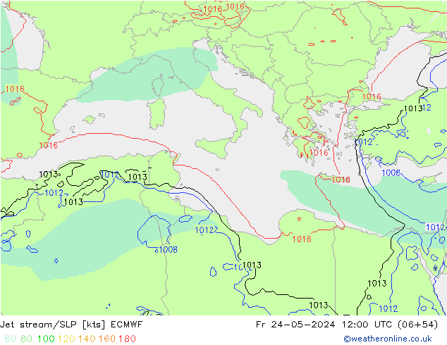 Jet Akımları/SLP ECMWF Cu 24.05.2024 12 UTC