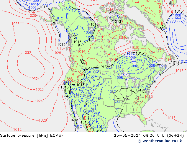Atmosférický tlak ECMWF Čt 23.05.2024 06 UTC