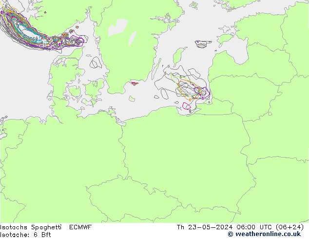 Isotachs Spaghetti ECMWF чт 23.05.2024 06 UTC