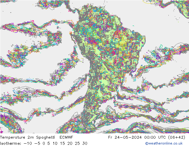 Sıcaklık Haritası 2m Spaghetti ECMWF Cu 24.05.2024 00 UTC
