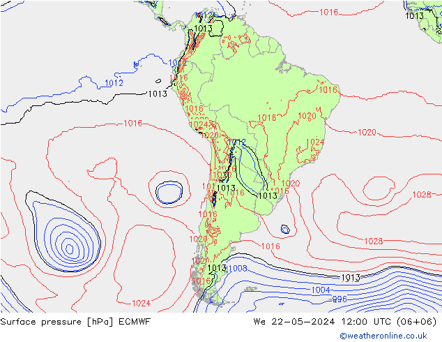 地面气压 ECMWF 星期三 22.05.2024 12 UTC