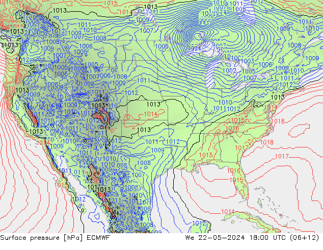 Yer basıncı ECMWF Çar 22.05.2024 18 UTC