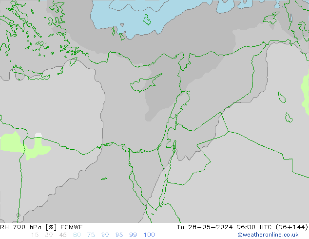 Humidité rel. 700 hPa ECMWF mar 28.05.2024 06 UTC