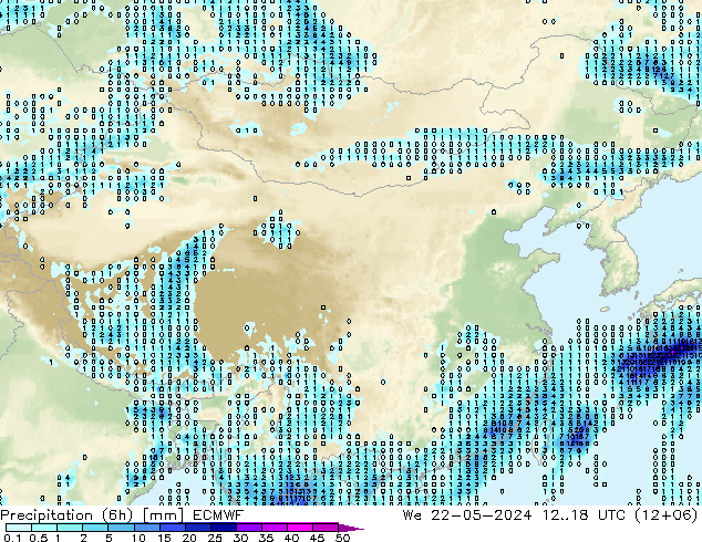 降水量 (6h) ECMWF 星期三 22.05.2024 18 UTC
