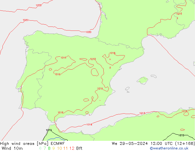 High wind areas ECMWF Qua 29.05.2024 12 UTC