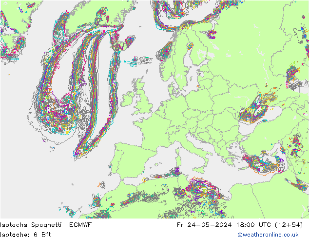 Eşrüzgar Hızları Spaghetti ECMWF Cu 24.05.2024 18 UTC