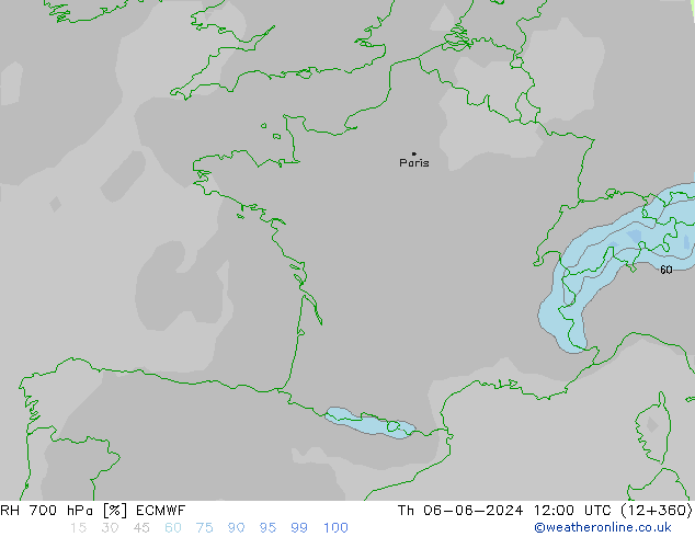 RH 700 hPa ECMWF Qui 06.06.2024 12 UTC