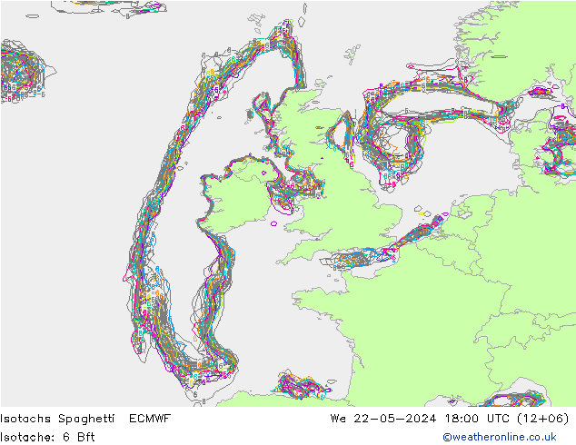 Isotachs Spaghetti ECMWF Qua 22.05.2024 18 UTC