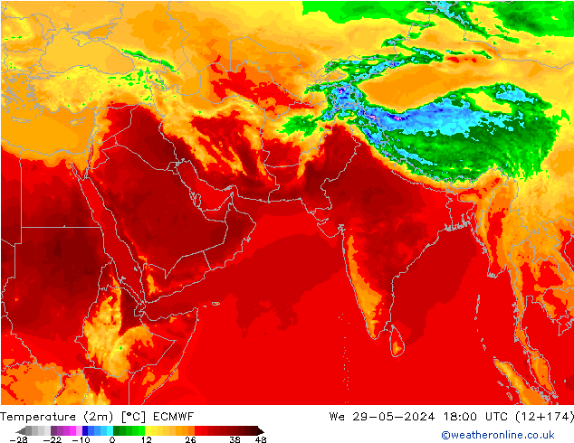 温度图 ECMWF 星期三 29.05.2024 18 UTC