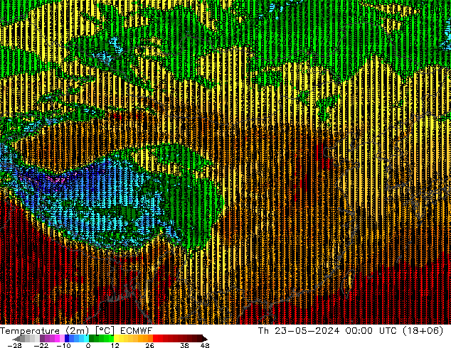 温度图 ECMWF 星期四 23.05.2024 00 UTC