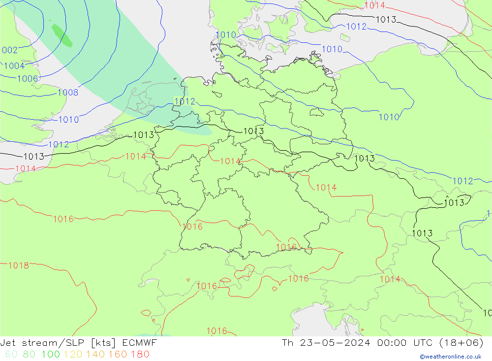 高速氣流/地面气压 ECMWF 星期四 23.05.2024 00 UTC