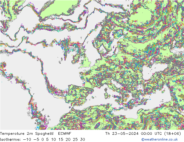 Temperaturkarte Spaghetti ECMWF Do 23.05.2024 00 UTC