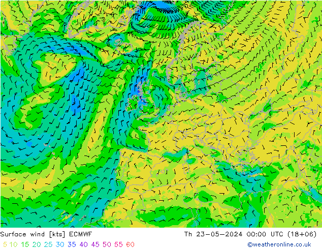 风 10 米 ECMWF 星期四 23.05.2024 00 UTC