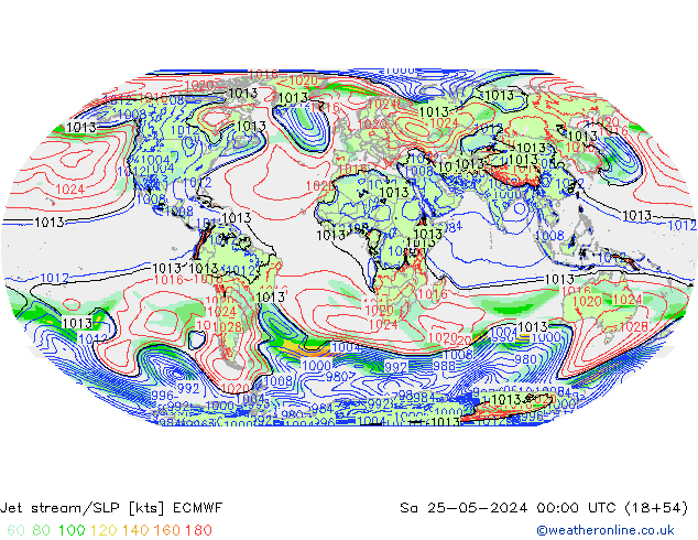 Corriente en chorro ECMWF sáb 25.05.2024 00 UTC