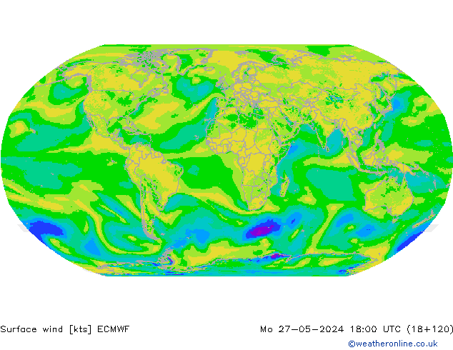 Vento 10 m ECMWF lun 27.05.2024 18 UTC