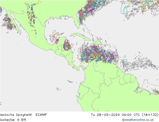 Eşrüzgar Hızları Spaghetti ECMWF Sa 28.05.2024 06 UTC